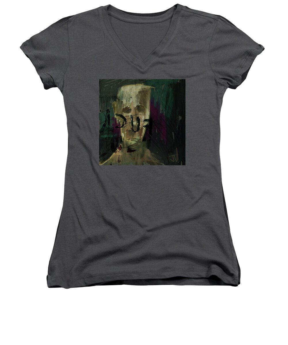 Portrait Women's V-Neck featuring the digital art In Tribute to Artist Matthew McGoth by Jim Vance