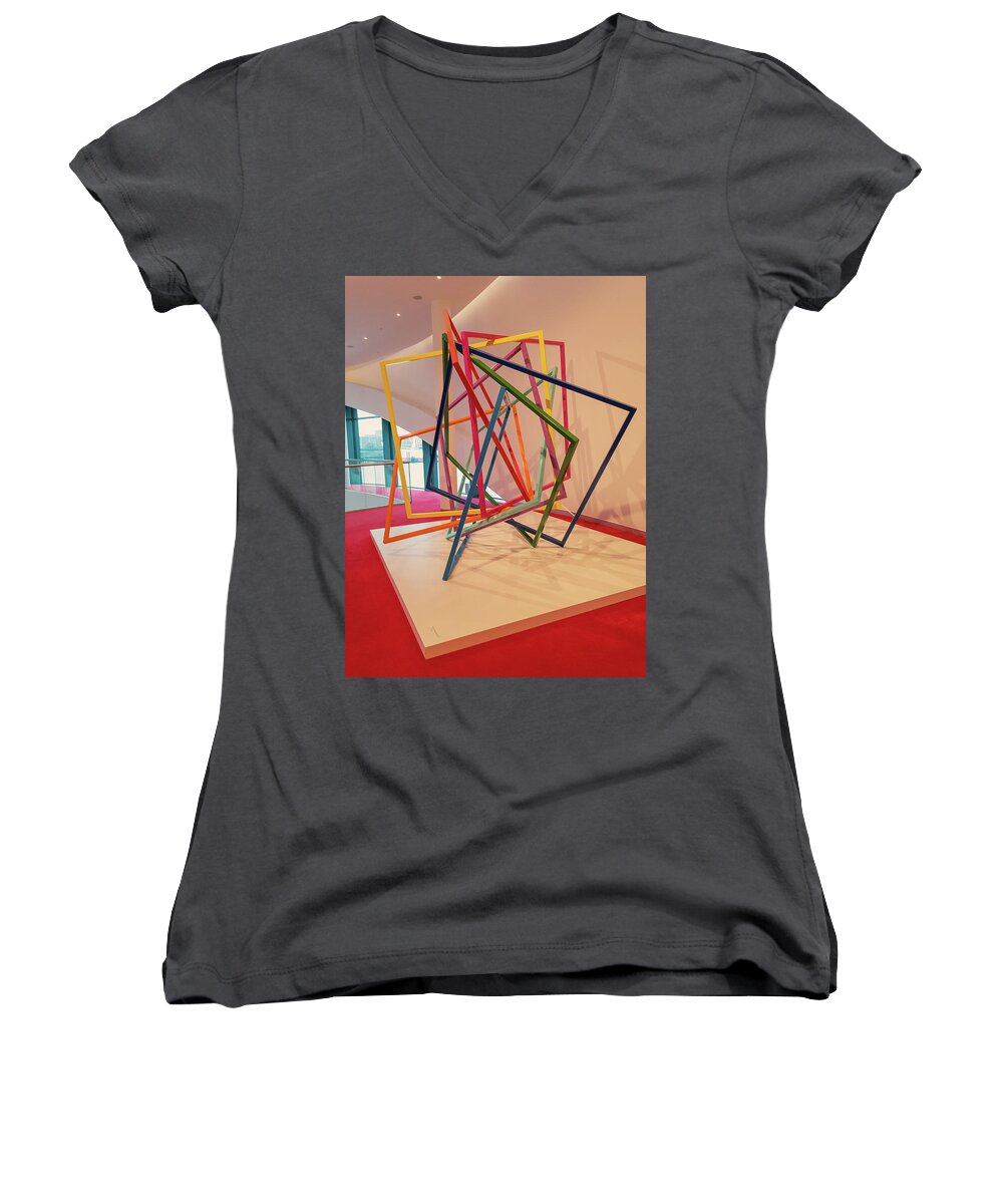 Musical Theater Hamburg Women's V-Neck featuring the photograph Interior of Musical Theater Hamburg by Marina Usmanskaya