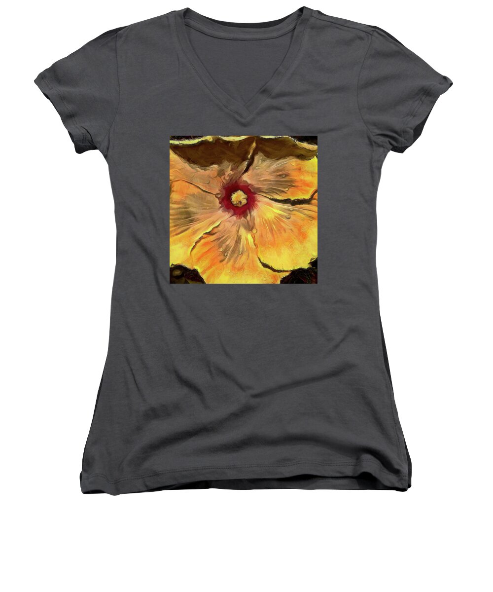 Flower Women's V-Neck featuring the mixed media Isabella by Trish Tritz