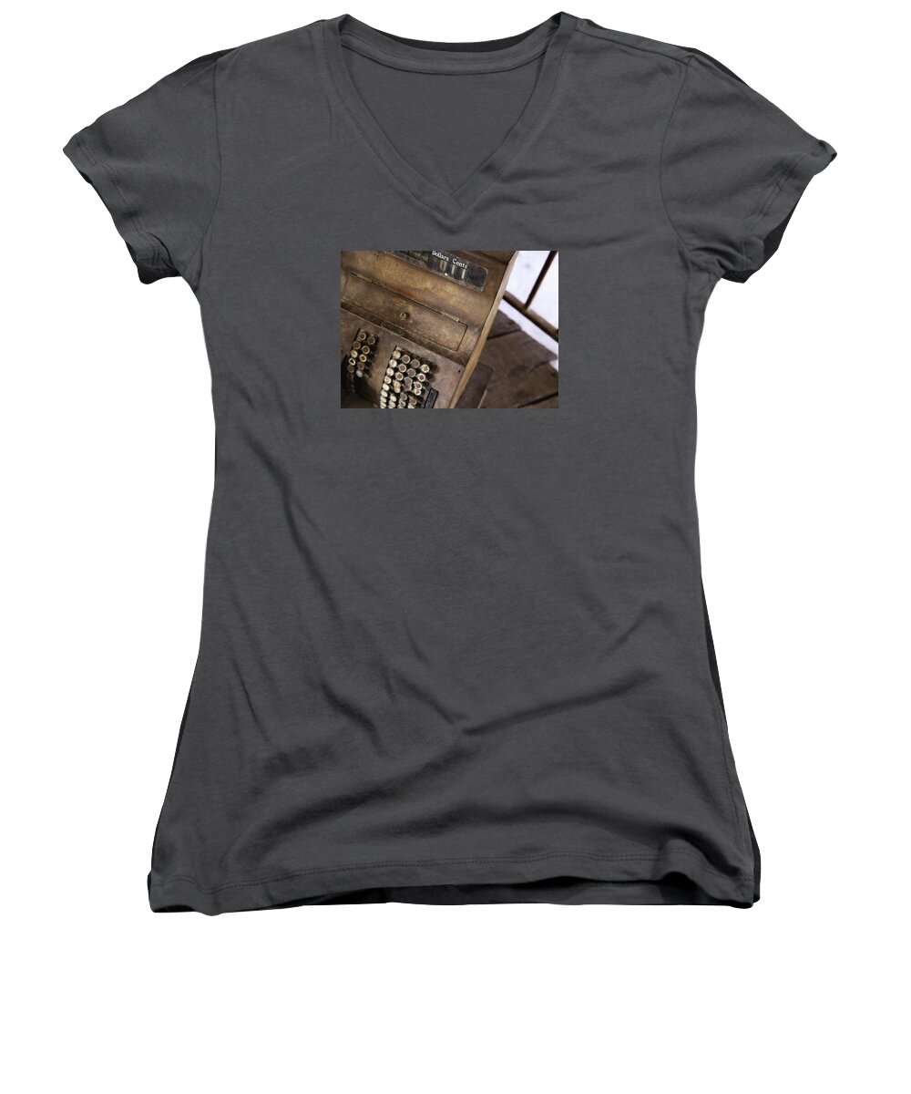 Rusty Women's V-Neck featuring the photograph It all adds up by Lora Lee Chapman