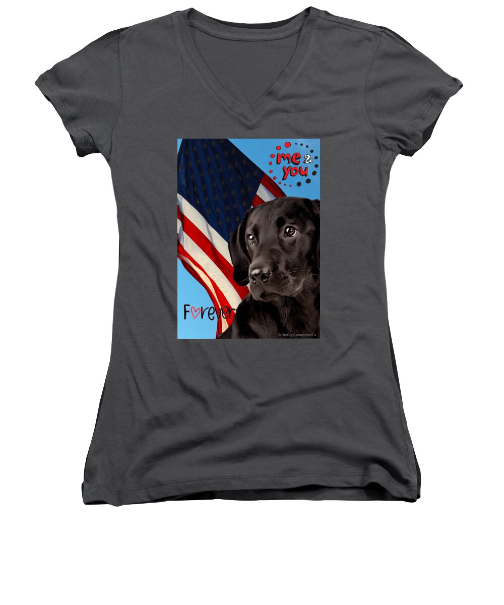 Petograph Women's V-Neck featuring the digital art It's Just You And Me by Kathy Tarochione