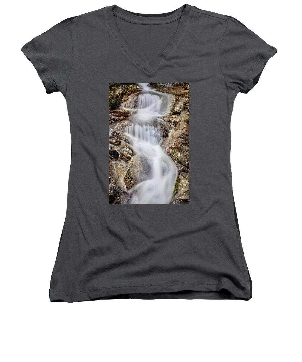 Australian Waterfalls Women's V-Neck featuring the photograph Ivory And Bronze by Az Jackson