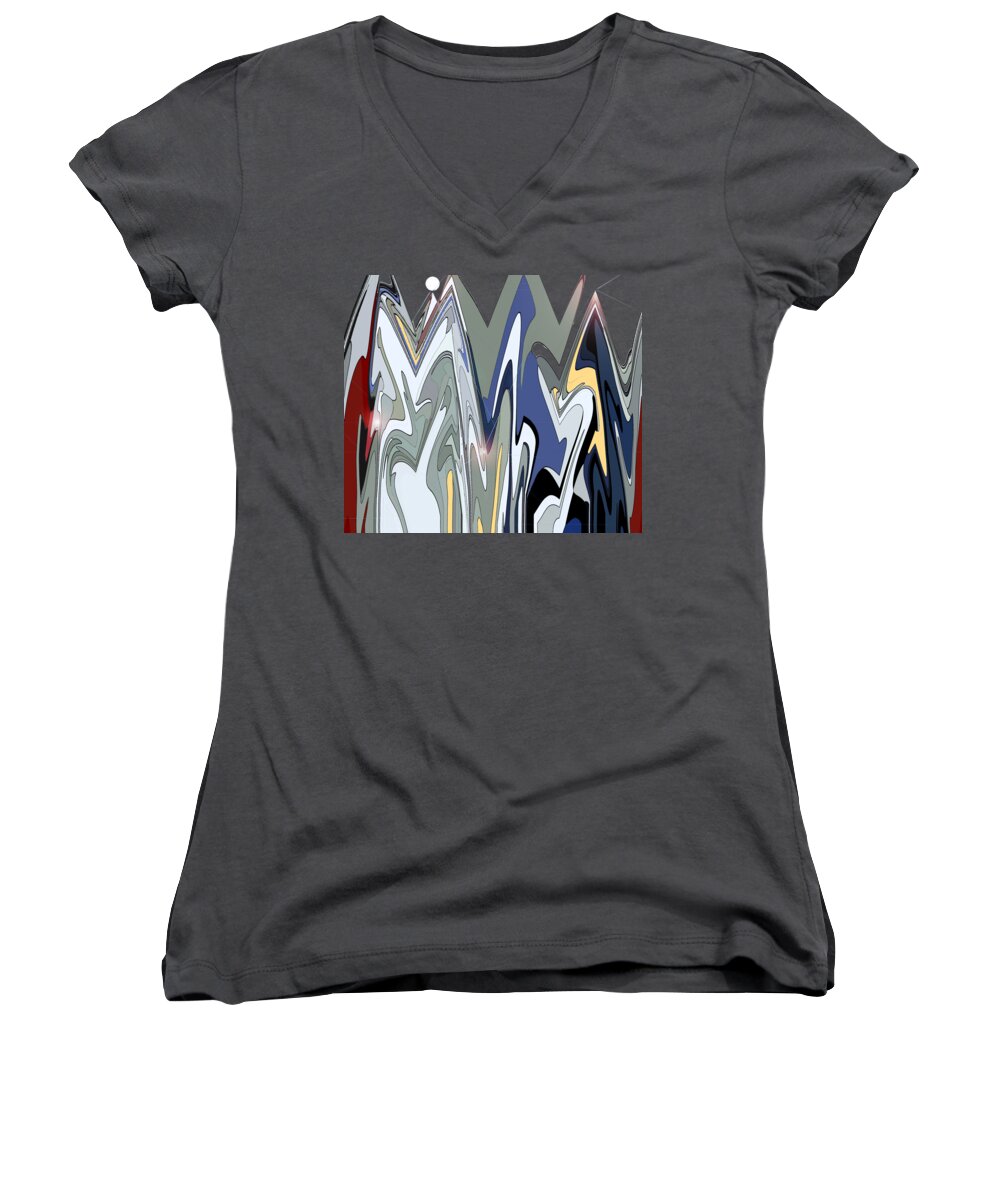 Abstract Women's V-Neck featuring the digital art Jazz Band by Gina Harrison
