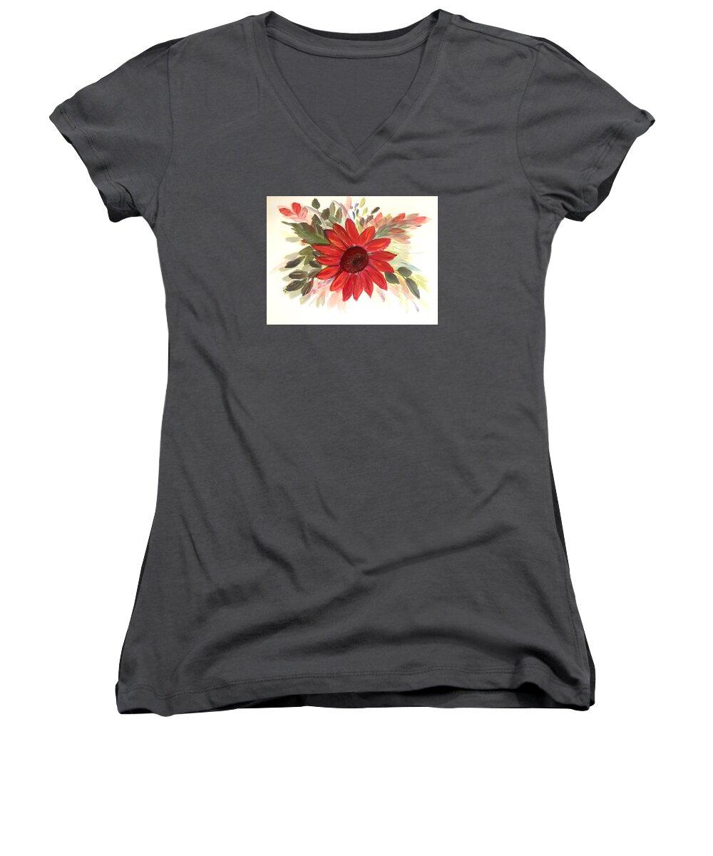 Card Women's V-Neck featuring the painting Just for You by Dorothy Maier