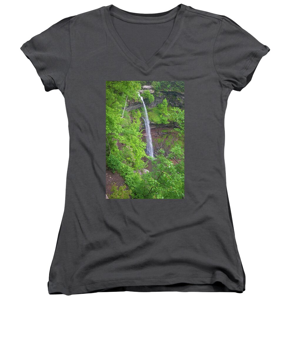 Kaaterskill Falls Women's V-Neck featuring the photograph Kaaterskill Falls 2018 by Kenneth Cole