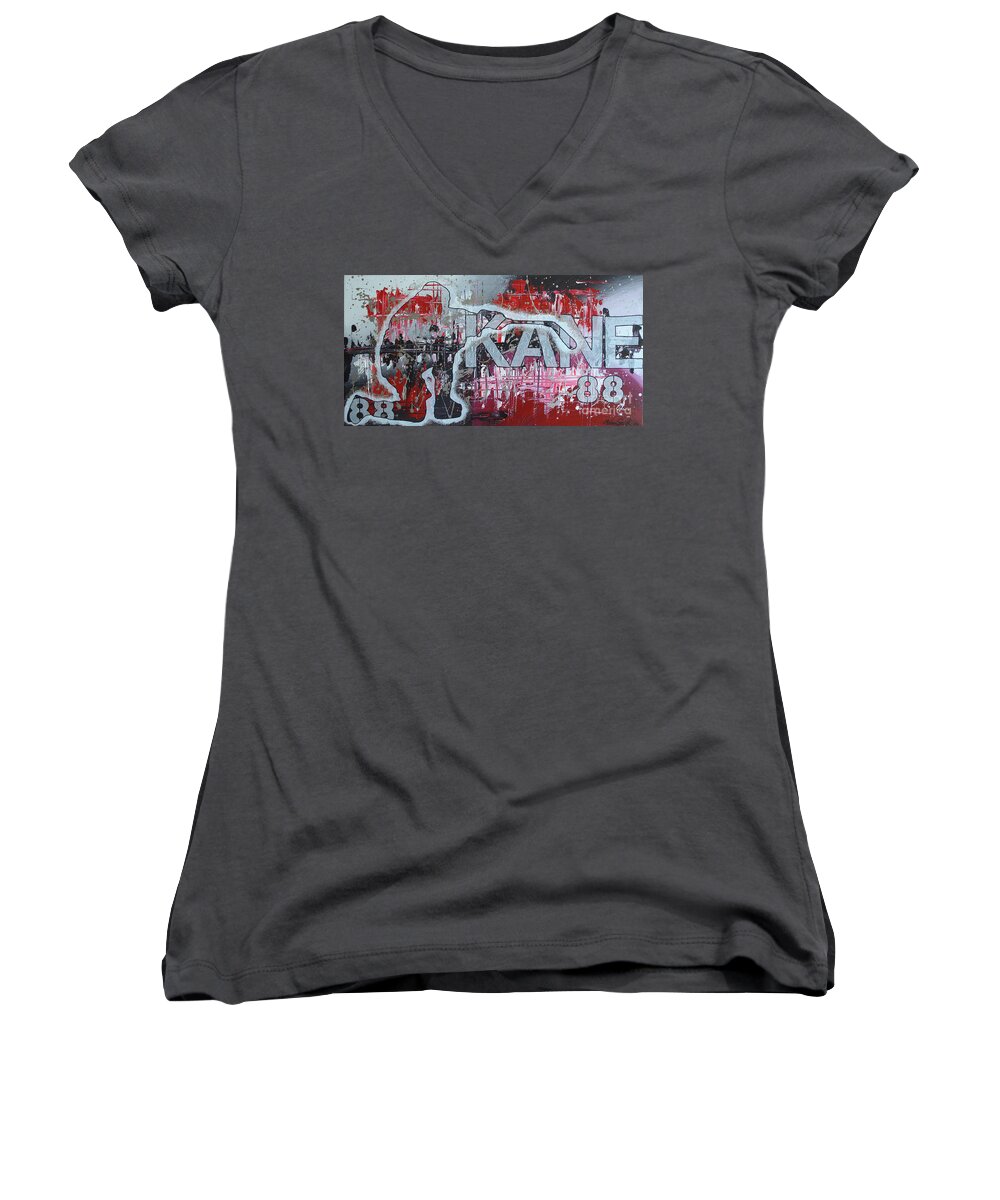Kaner Women's V-Neck featuring the painting Kaner 88 by Melissa Jacobsen