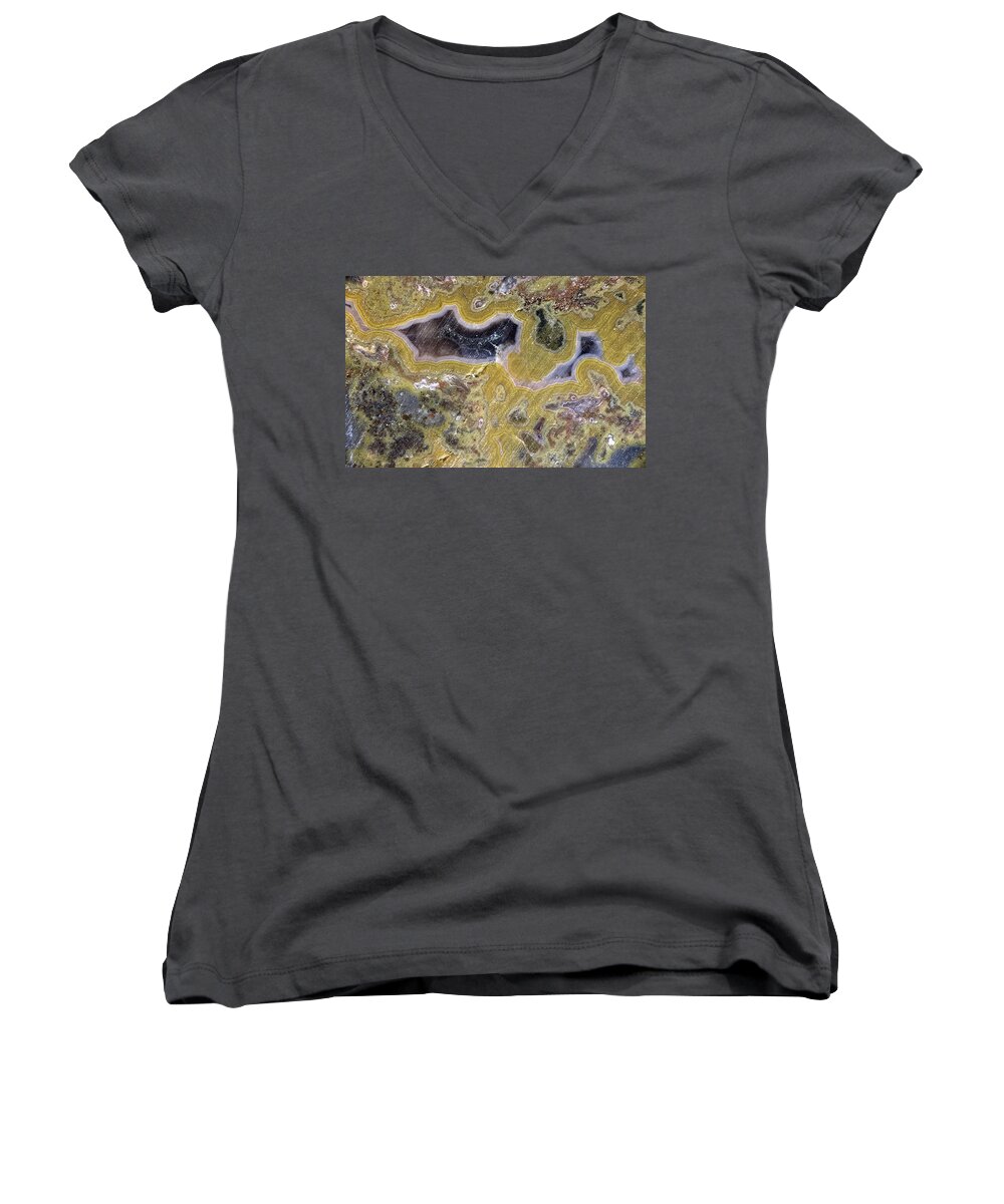 Macro Photography Women's V-Neck featuring the photograph Kentucky Agate by David Waldrop