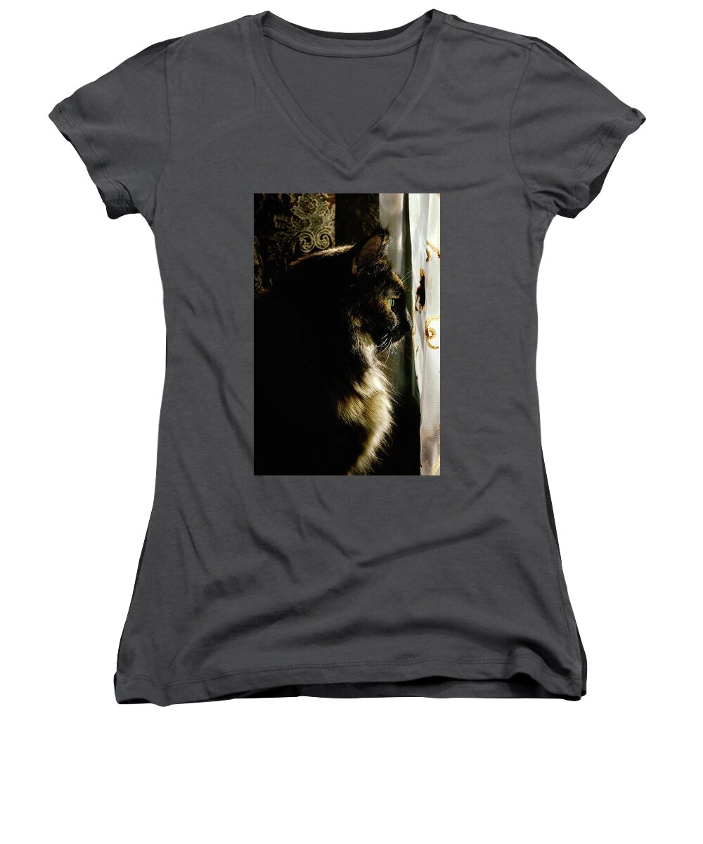 Sweetheart Women's V-Neck featuring the photograph Lady in waiting by Camille Lopez