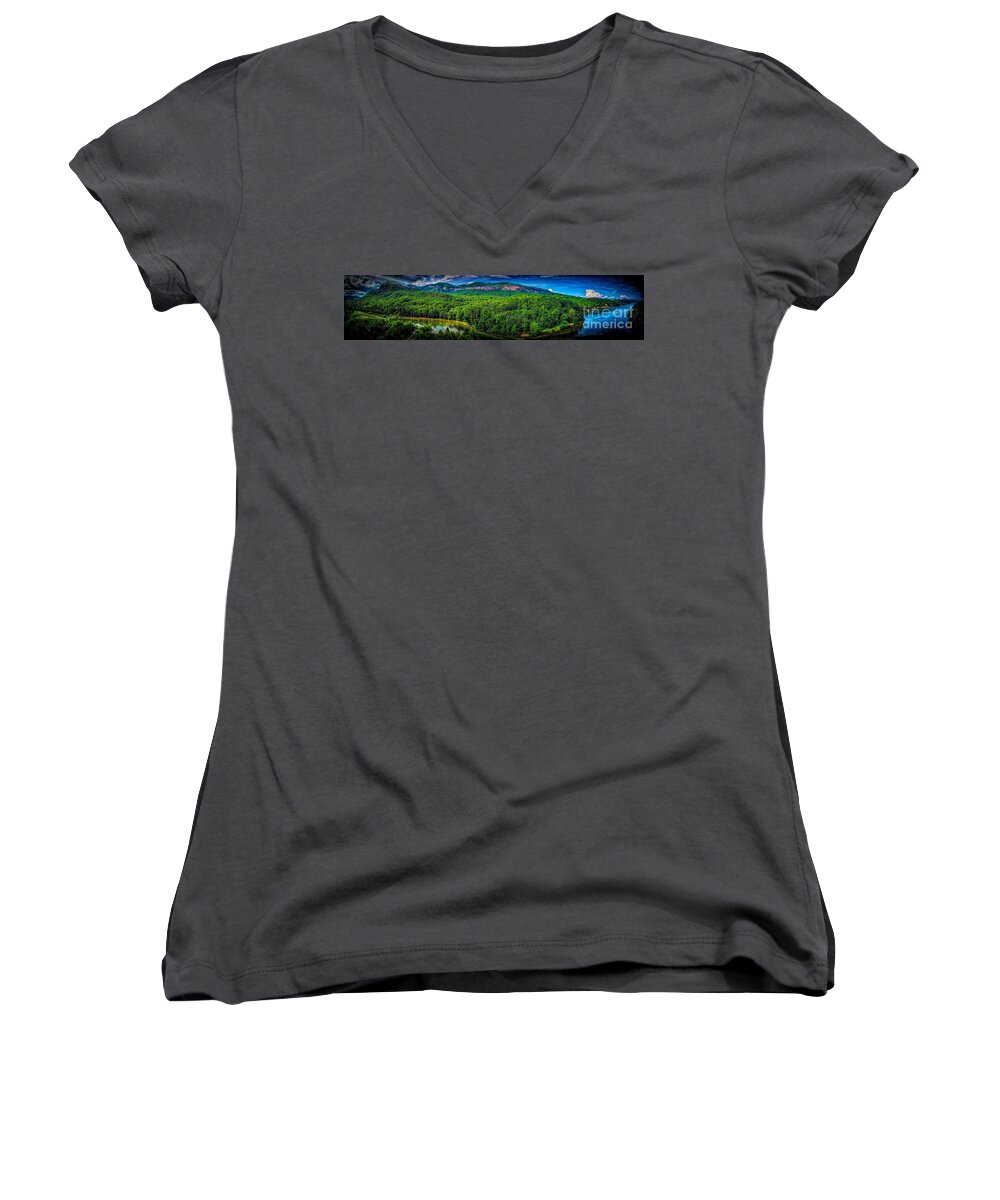 Lake Lure Life Women's V-Neck featuring the photograph Lake Lure #3 by Buddy Morrison