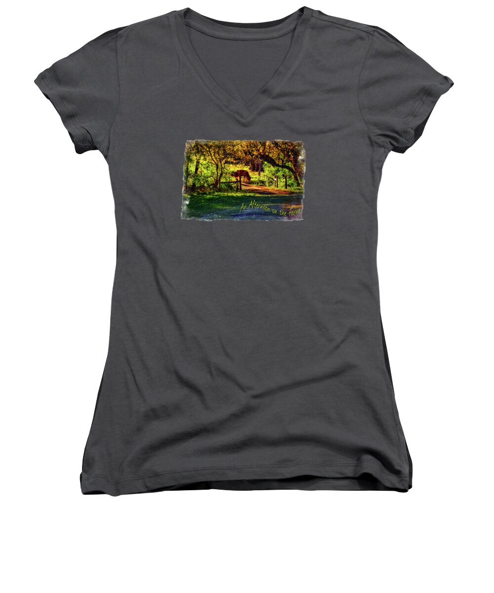 Illinois Women's V-Neck featuring the photograph Late Afternoon on the Farm by Roger Passman