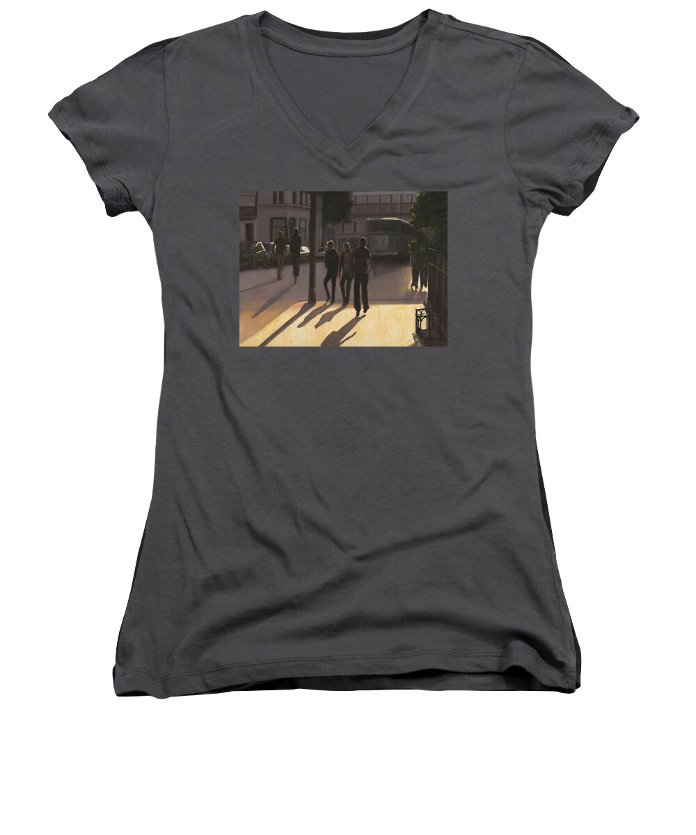 Painting Women's V-Neck featuring the painting Latin Quarter by Tate Hamilton