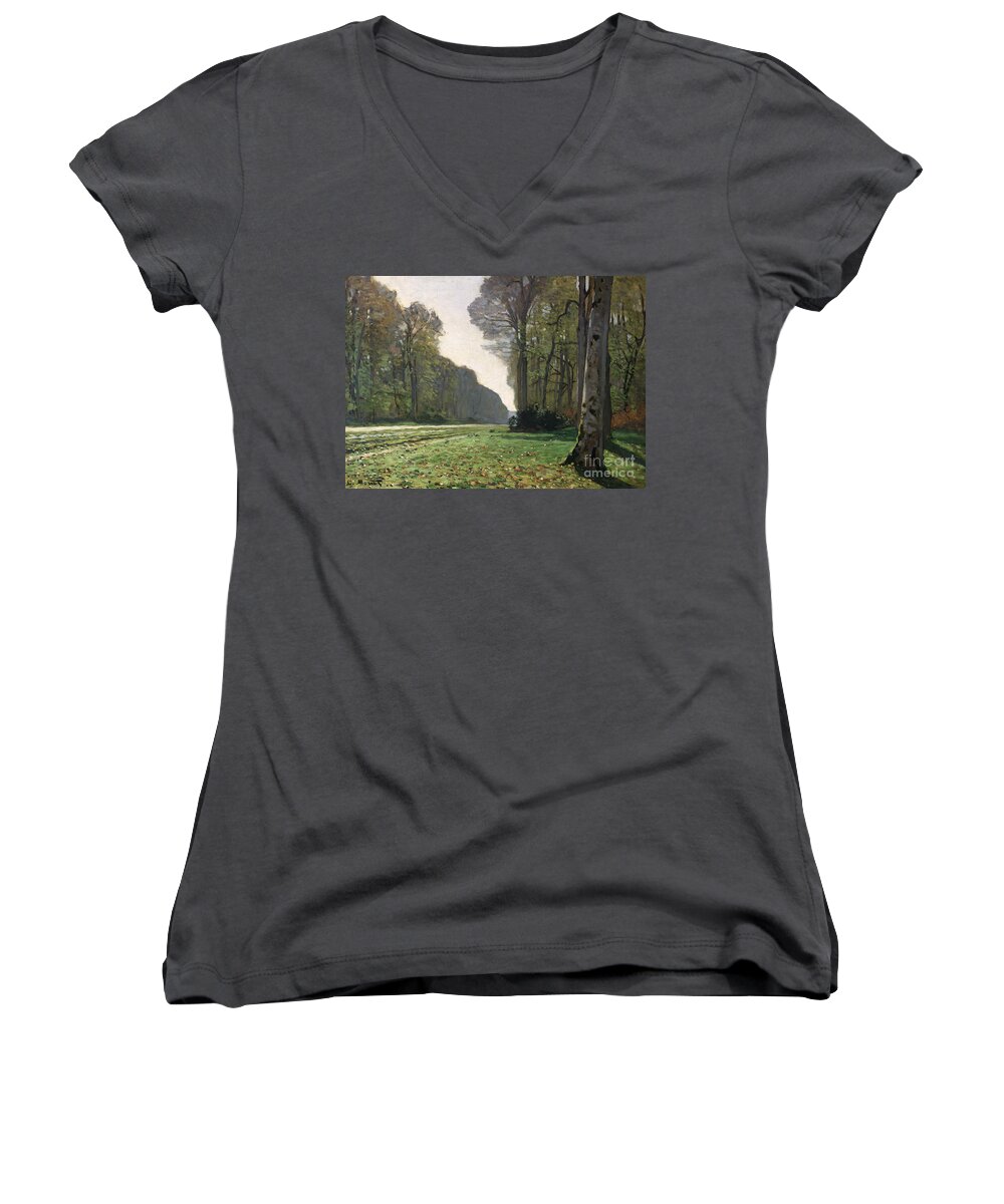 The Women's V-Neck featuring the painting Le Pave de Chailly by Claude Monet