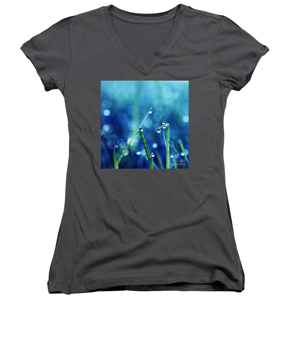 Grass Women's V-Neck featuring the photograph Le Reveil - s01a by Variance Collections