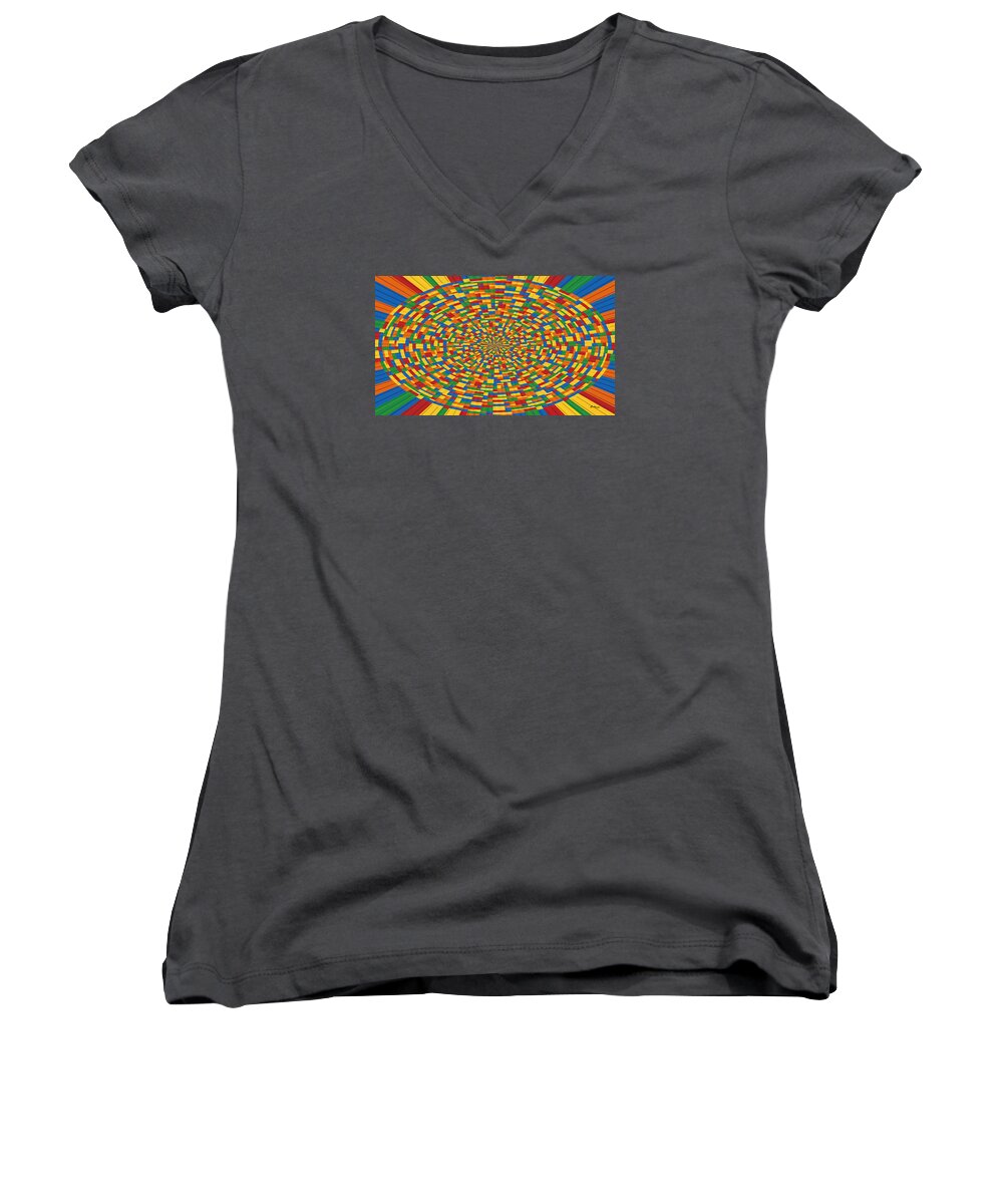 Lego Women's V-Neck featuring the digital art Lego Time Vortex by Gregory Murray