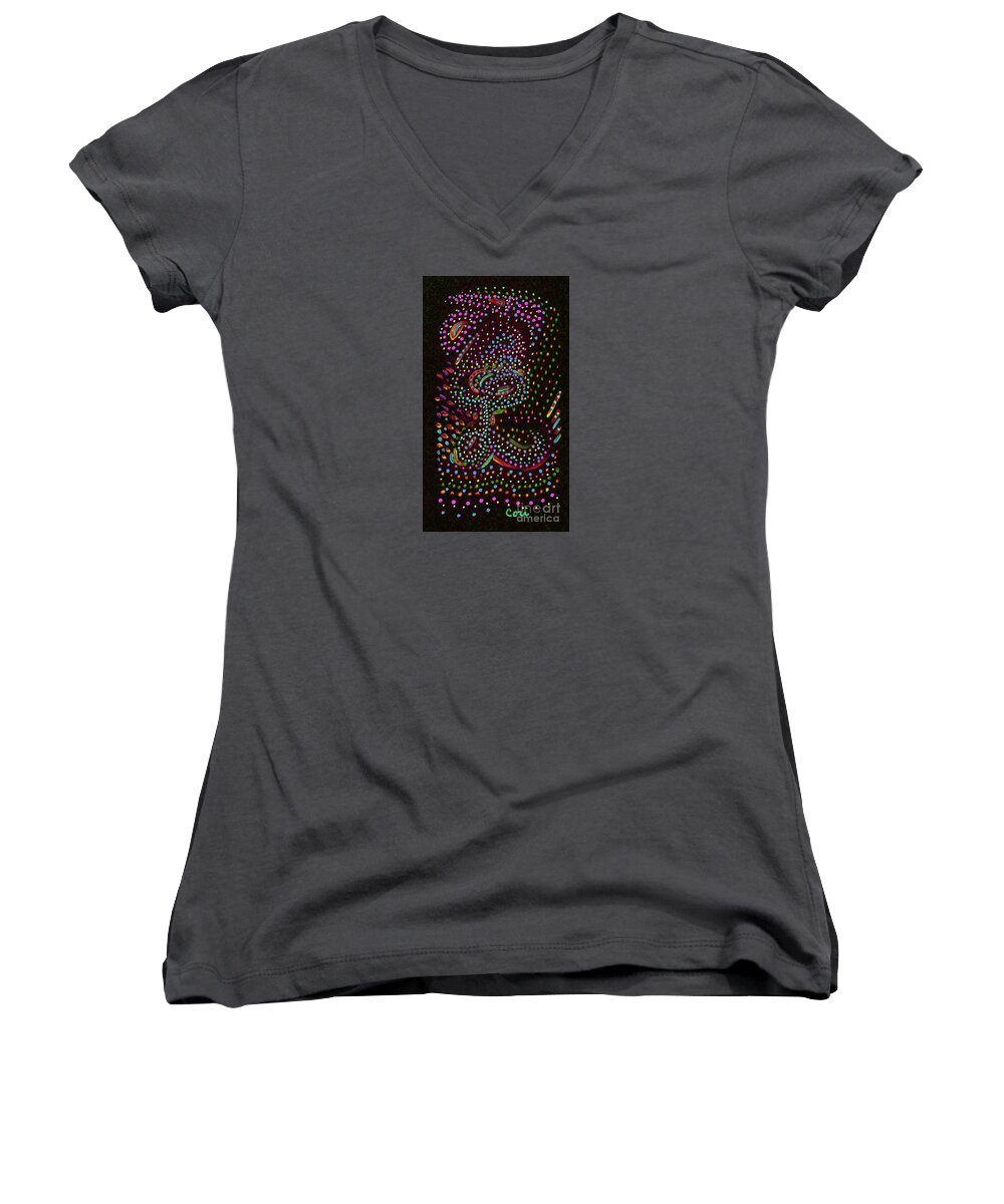 Home Decor Women's V-Neck featuring the painting Letter L 3 by Corinne Carroll