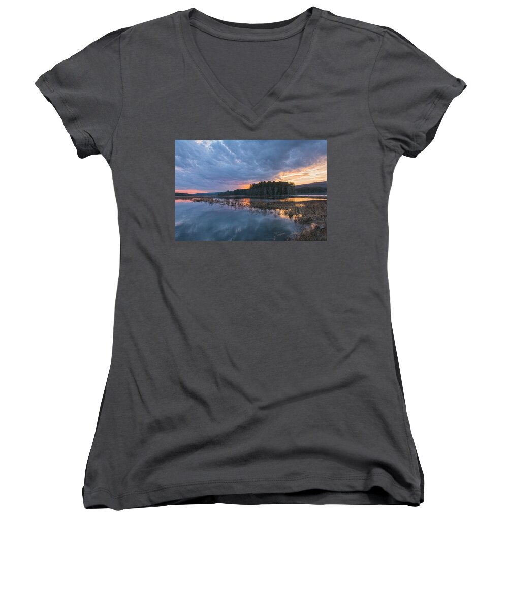 Wetlands Women's V-Neck featuring the photograph Light Cycles by Angelo Marcialis