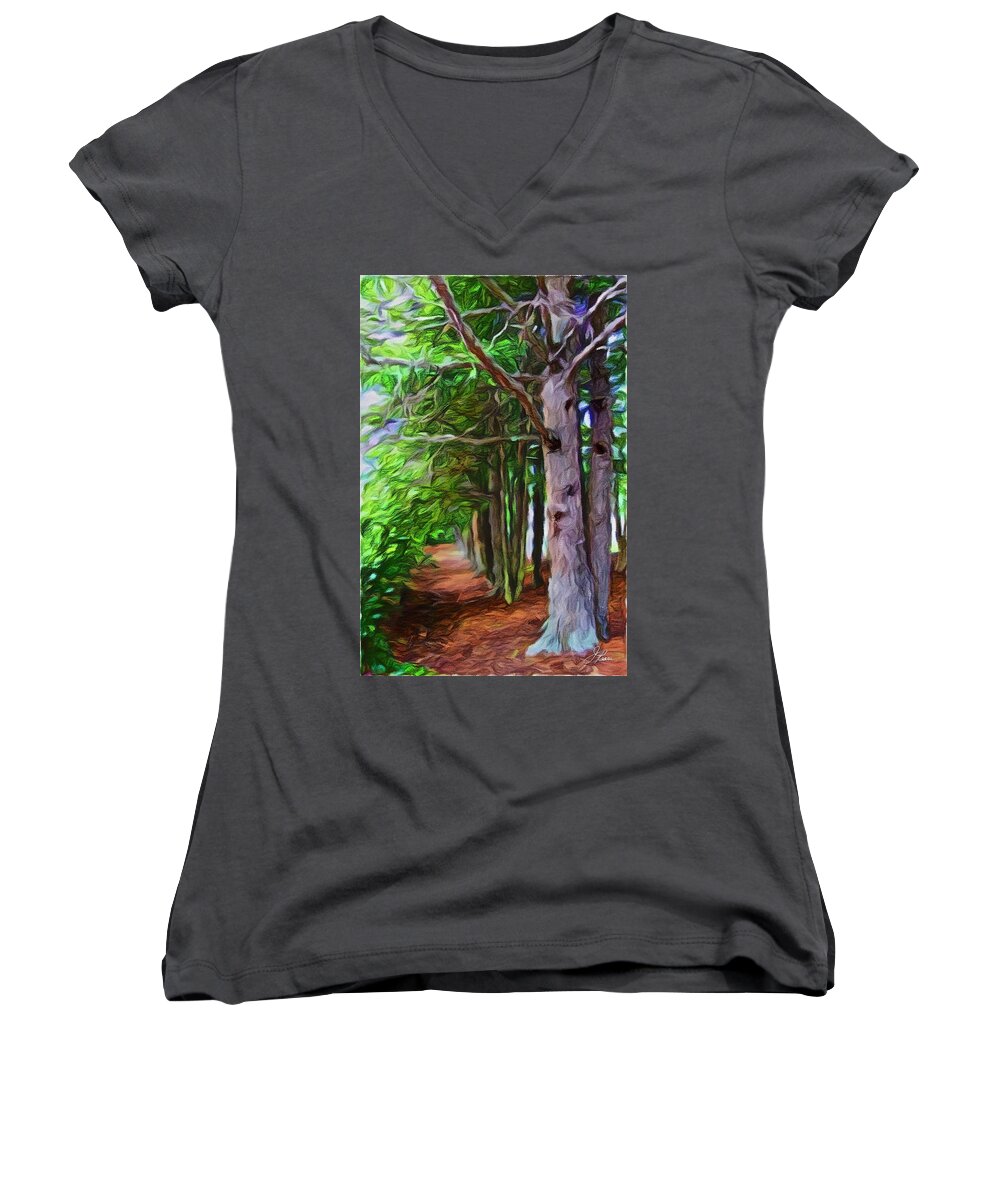 Landscape Painting Women's V-Neck featuring the painting Lincoln's Path by Joan Reese