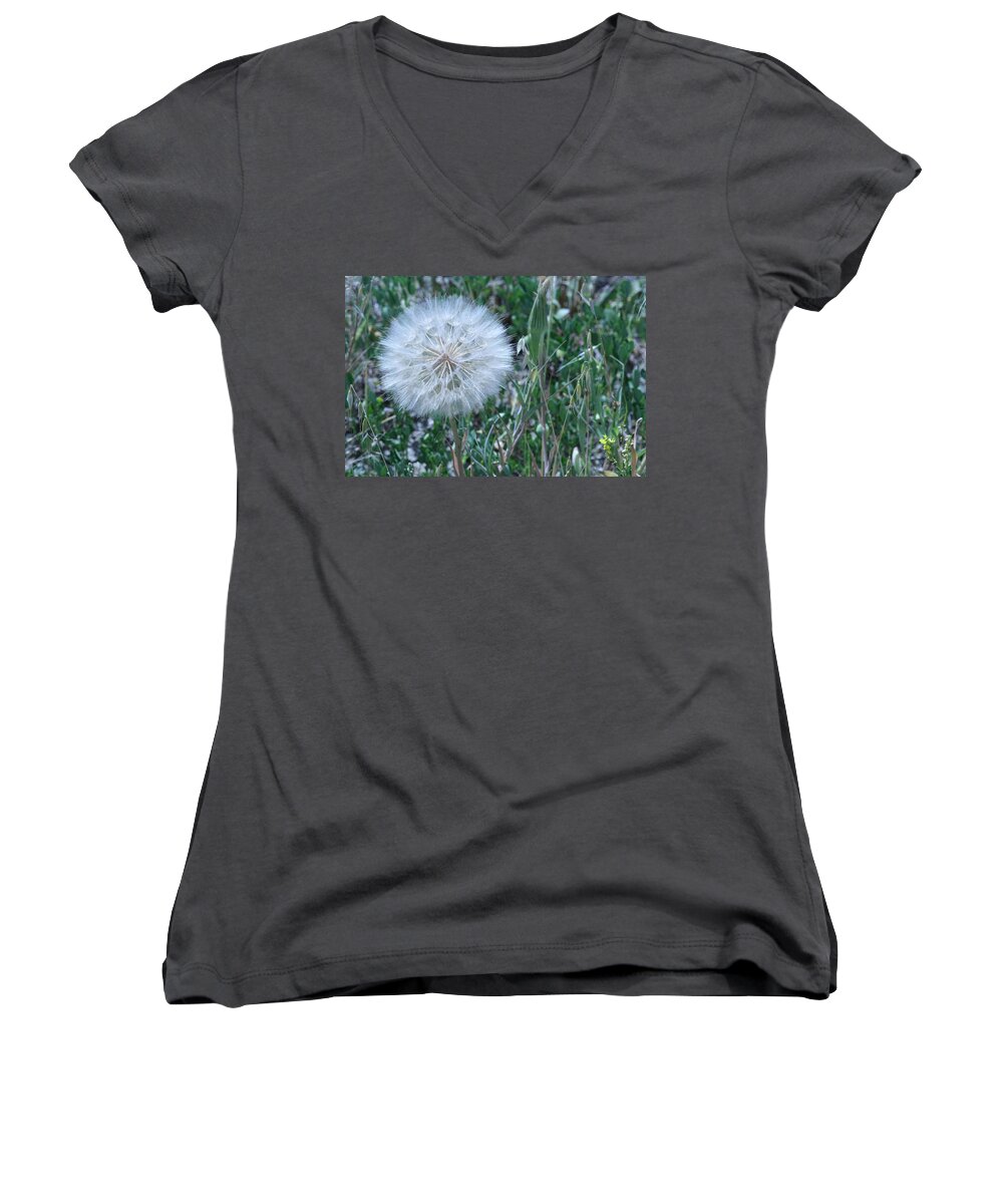 Floral Women's V-Neck featuring the photograph Lion's Tooth by Mary Mikawoz