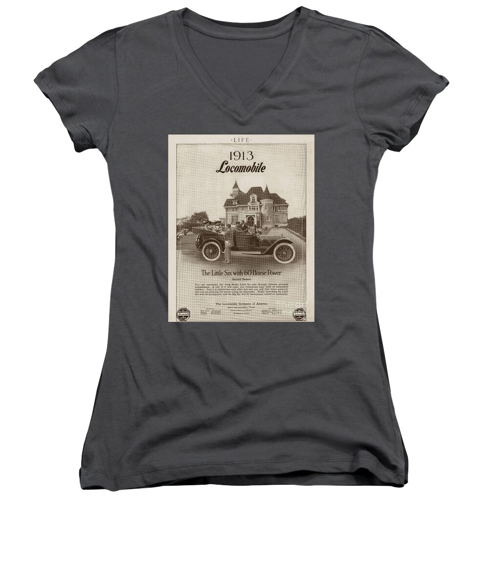 Locomobile Women's V-Neck featuring the photograph Locomobile Advertisement by Cole Thompson