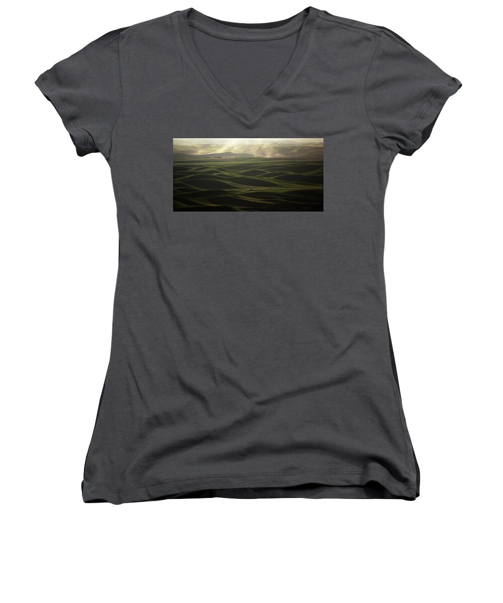 Clouds Women's V-Neck featuring the photograph Long Haul by Bob Cournoyer