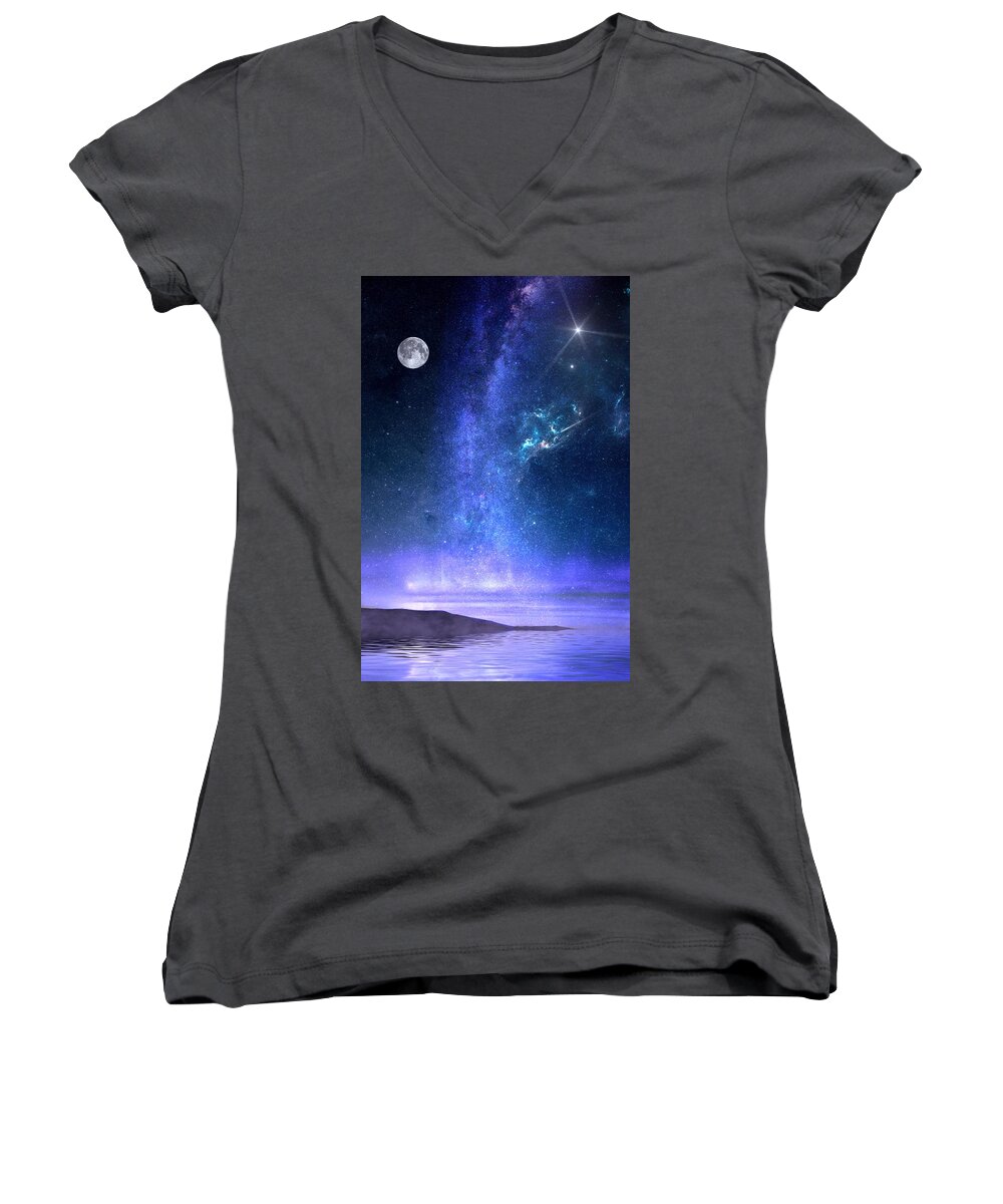 Looking Up Women's V-Neck featuring the painting Looking Up by Mark Taylor