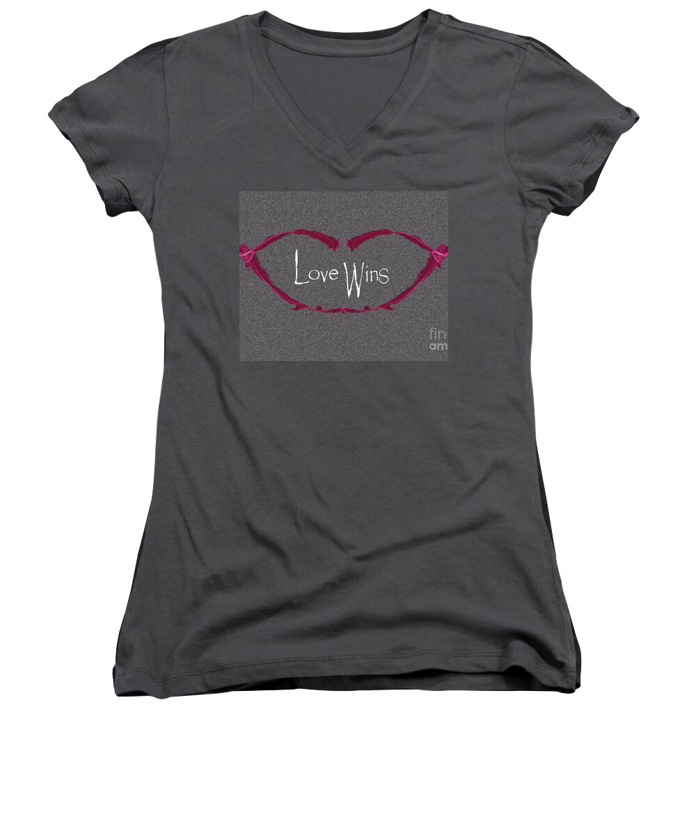 Love Wins Women's V-Neck featuring the digital art Love Wins by Charlie Cliques