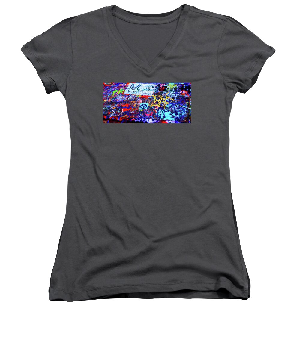 Graffiti Women's V-Neck featuring the photograph Love Yourself by Judy Vincent