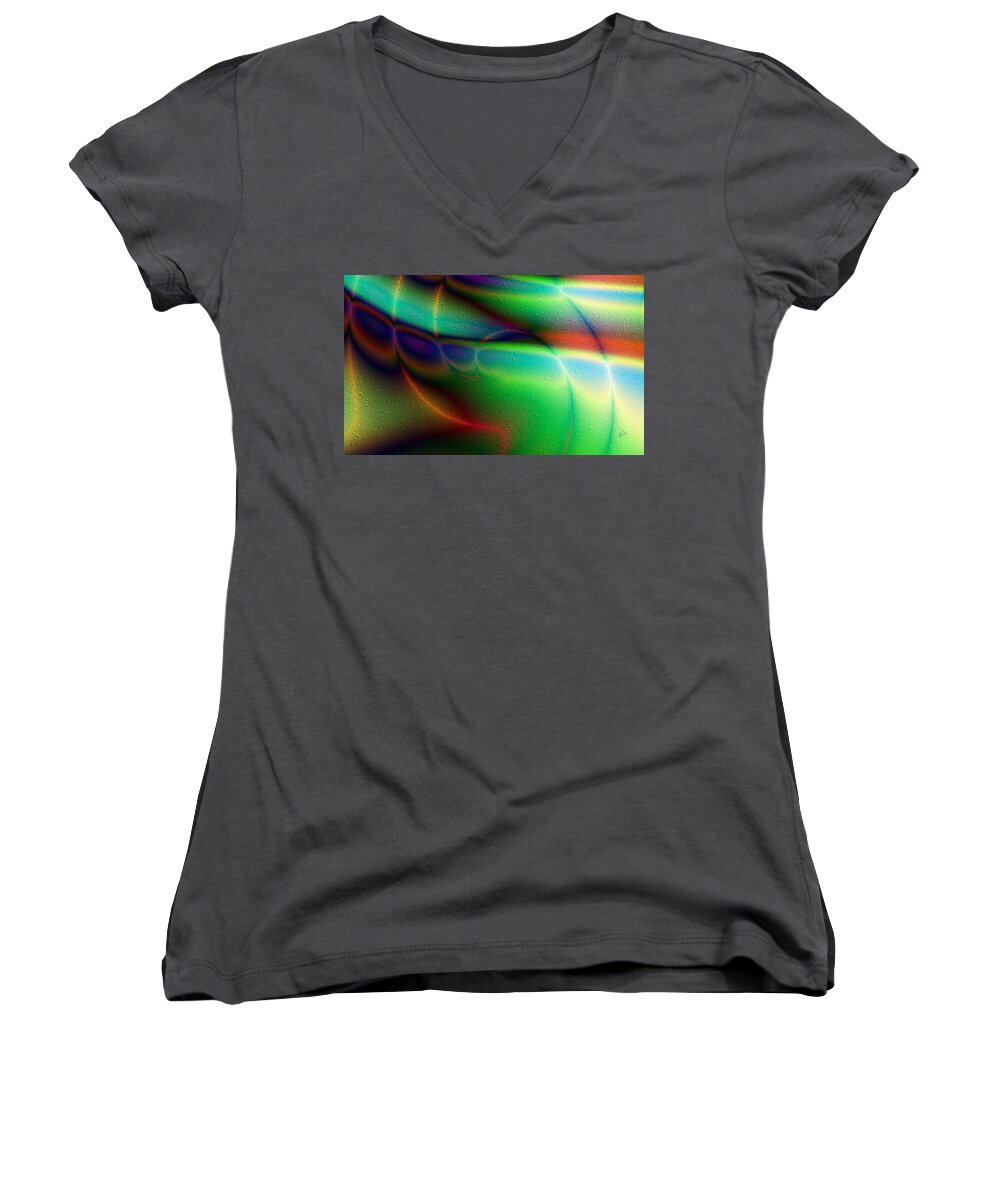 Colorful Women's V-Neck featuring the digital art Luces Coloridas by Kiki Art