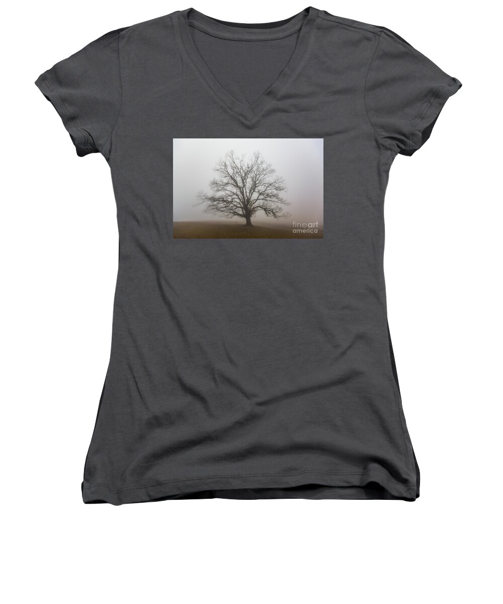 Majestic Fog Women's V-Neck featuring the photograph Majestic Fog by Robert Loe