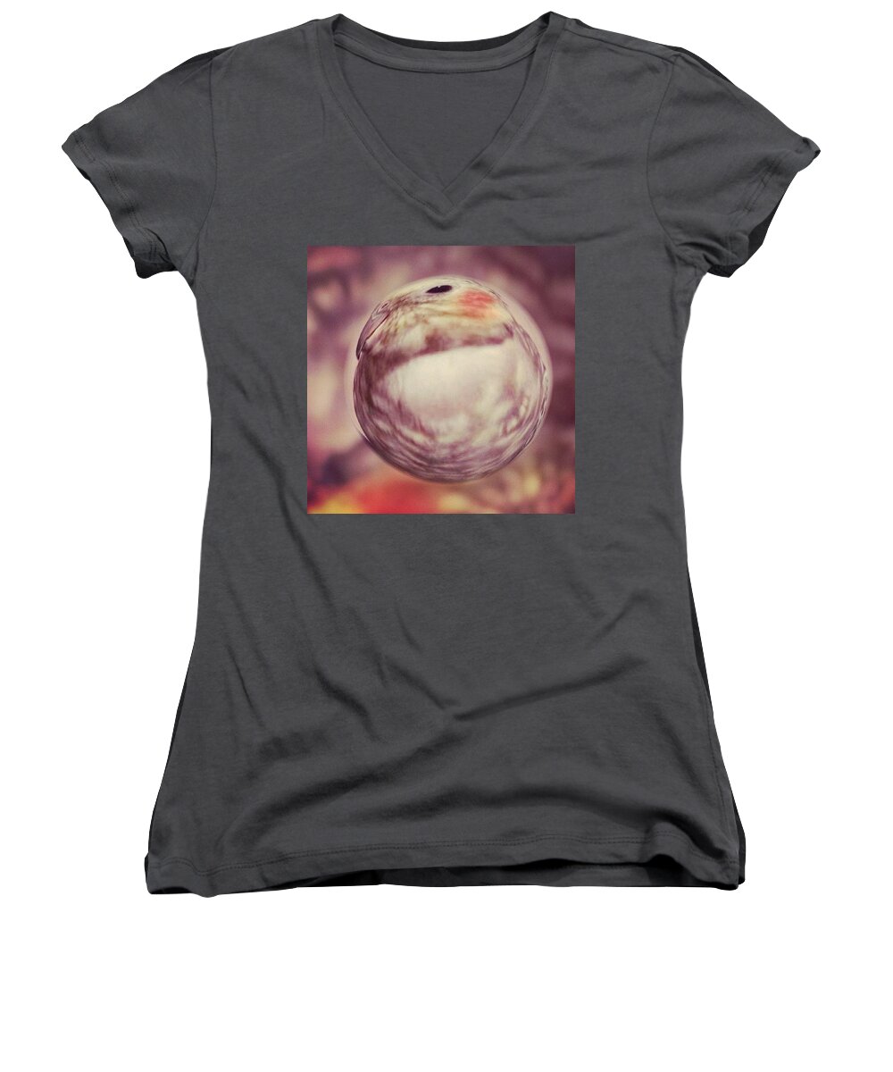 Lovely Little Lilly Tiel Marble Women's V-Neck featuring the photograph Lovely Little Lilly Tiel Marble by Anna Porter