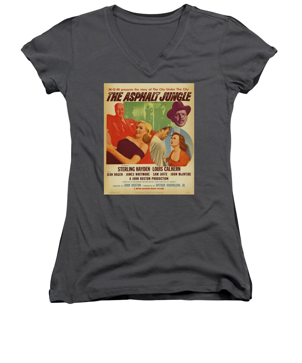  The Women's V-Neck featuring the painting Marilyn Monroe in THE ASPHALT JUNGLE Movie Poster by Vintage Collectables