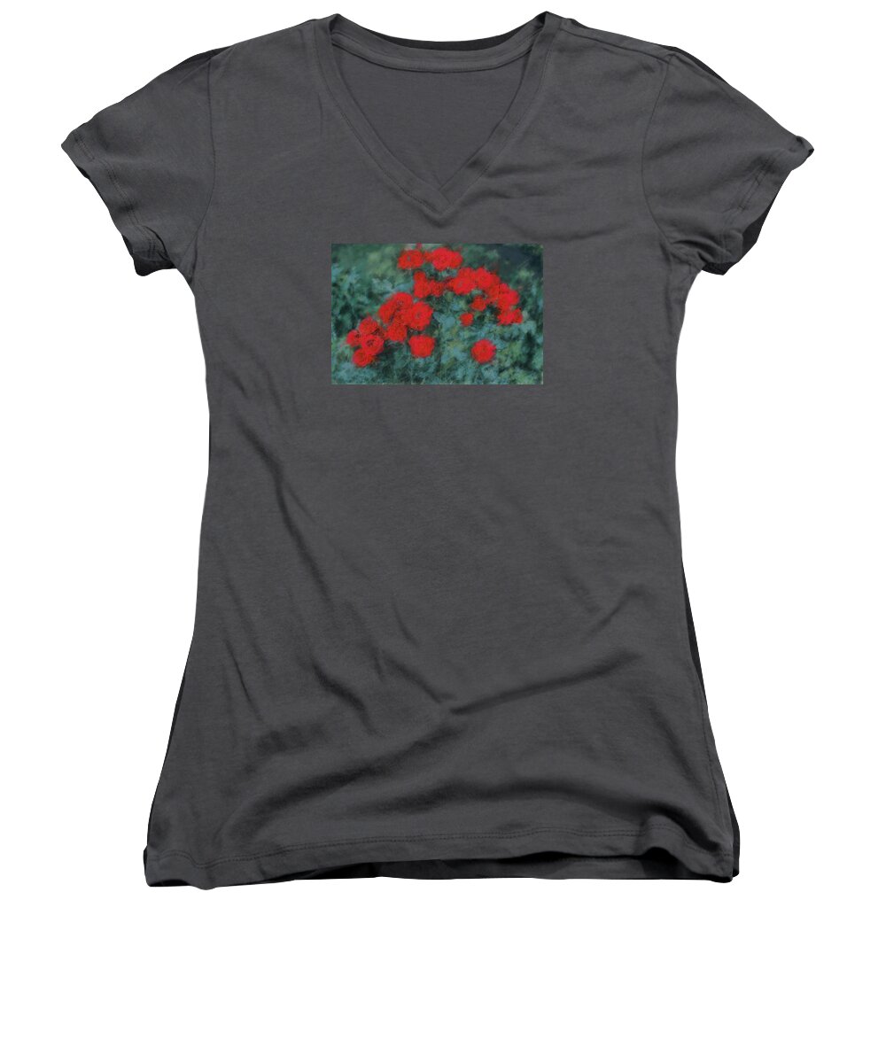 Most Beautiful Red Roses Women's V-Neck featuring the photograph Marilyn's Red Roses by The Art Of Marilyn Ridoutt-Greene
