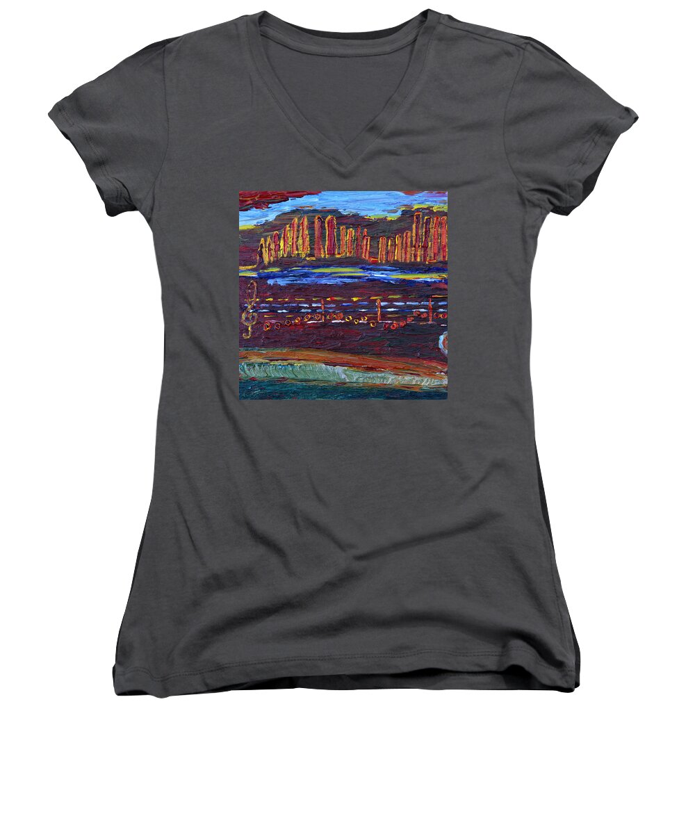 5776 Women's V-Neck featuring the painting May You Have a Good Year by Vadim Levin