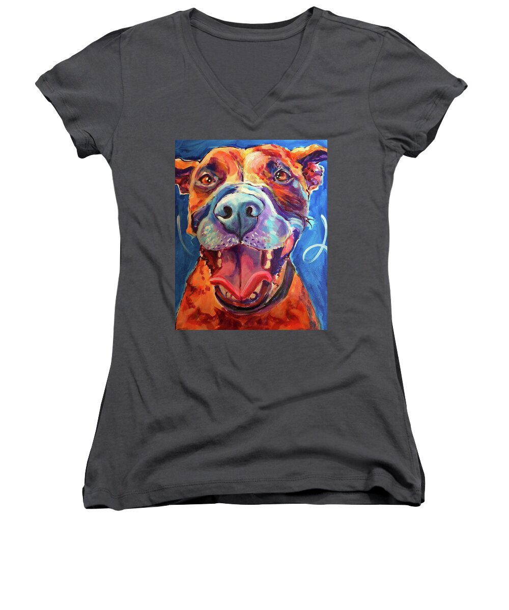  Women's V-Neck featuring the painting Mazzy May by Judy Rogan