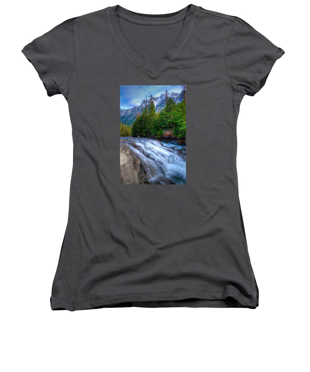 River Women's V-Neck featuring the photograph McDonald Creek by Jedediah Hohf