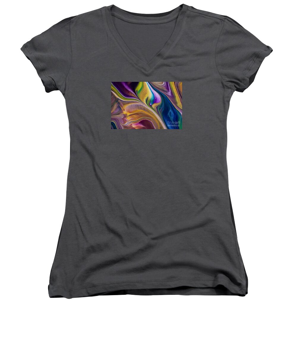 Abstract Women's V-Neck featuring the painting Melancholy by Patti Schulze