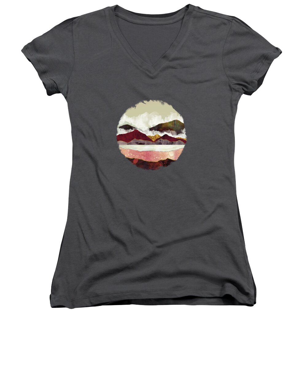 Mountains Women's V-Neck featuring the digital art Melon Mountains by Katherine Smit