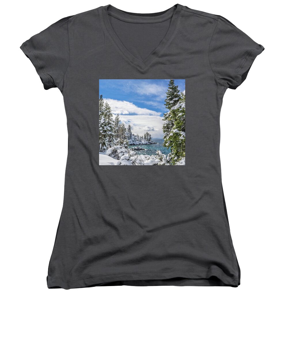 Lake Women's V-Neck featuring the photograph Memorial Point by Martin Gollery