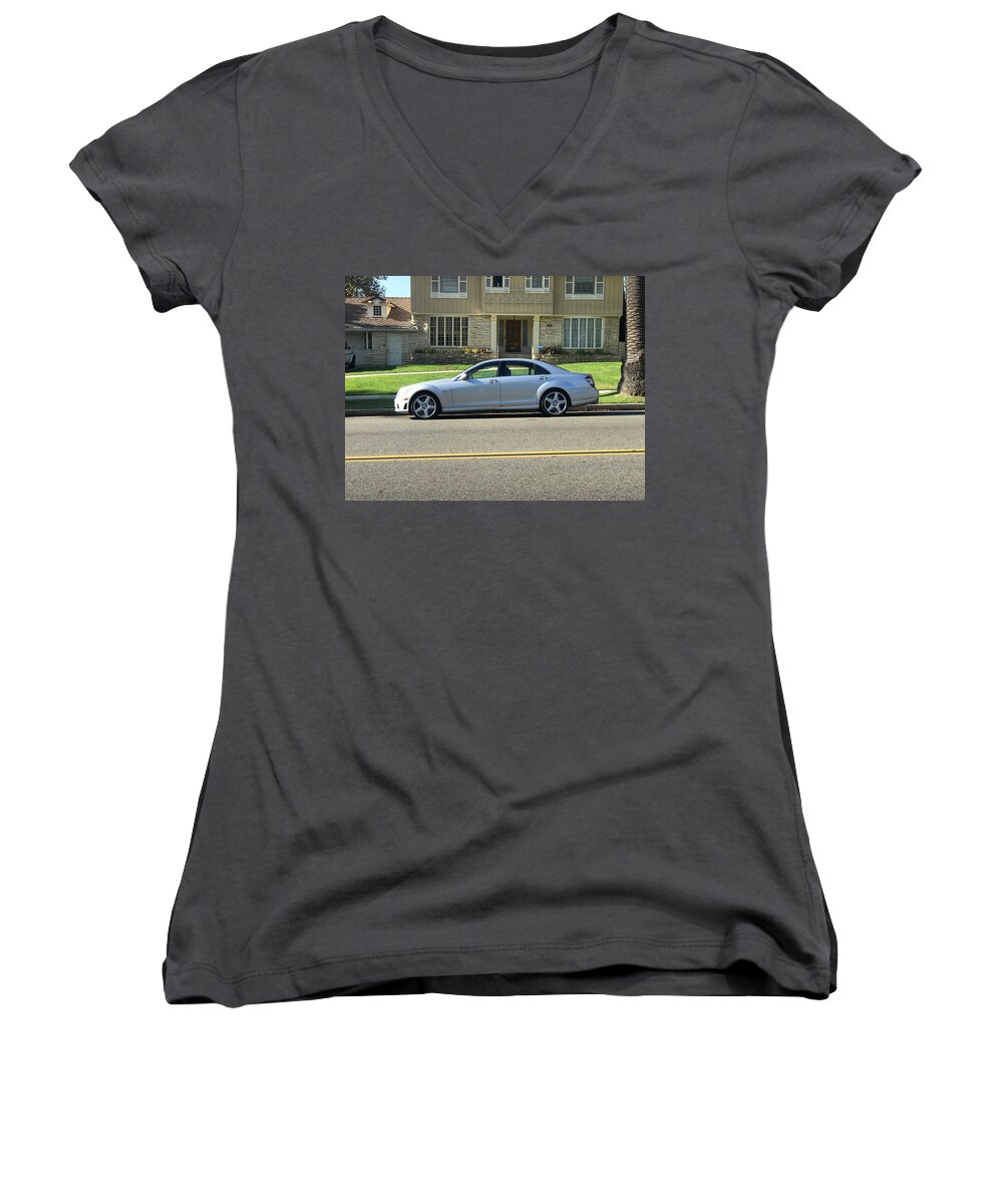 Mercedes-benz S65 Amg Women's V-Neck featuring the photograph Mercedes-Benz S65 AMG by Jackie Russo