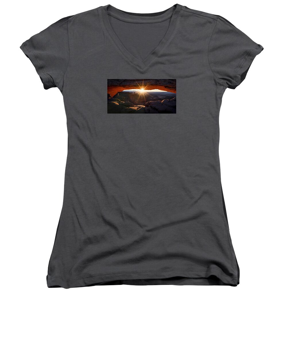 Mesa Glow Women's V-Neck featuring the photograph Mesa Glow by Chad Dutson