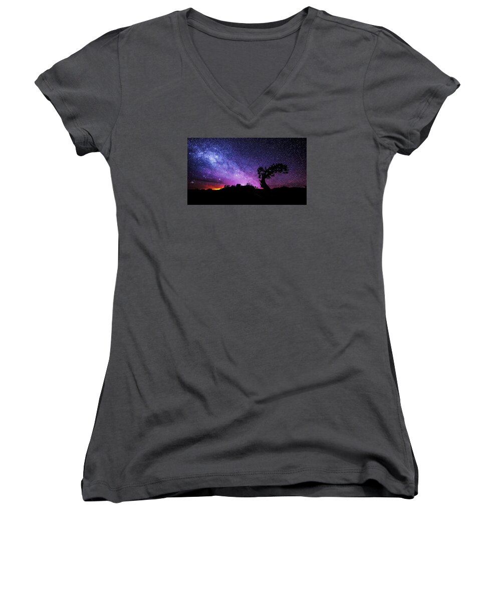 Moab Skies Women's V-Neck featuring the photograph Moab Skies by Chad Dutson