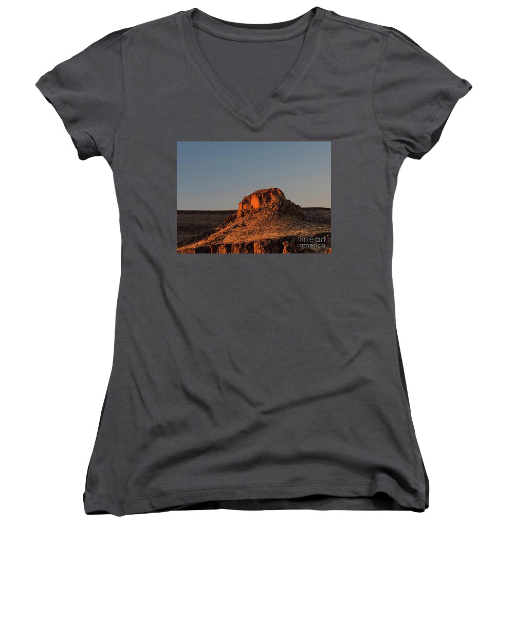 Fall Women's V-Neck featuring the photograph Mojave Morning by Jeff Hubbard