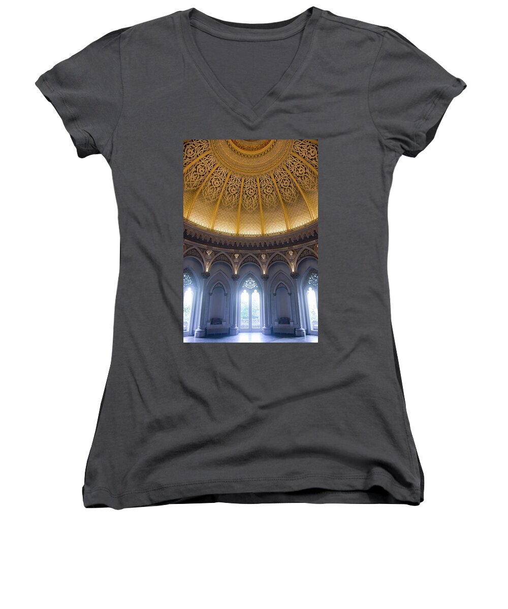 Sintra Women's V-Neck featuring the photograph Monserrate Palace Room by Carlos Caetano