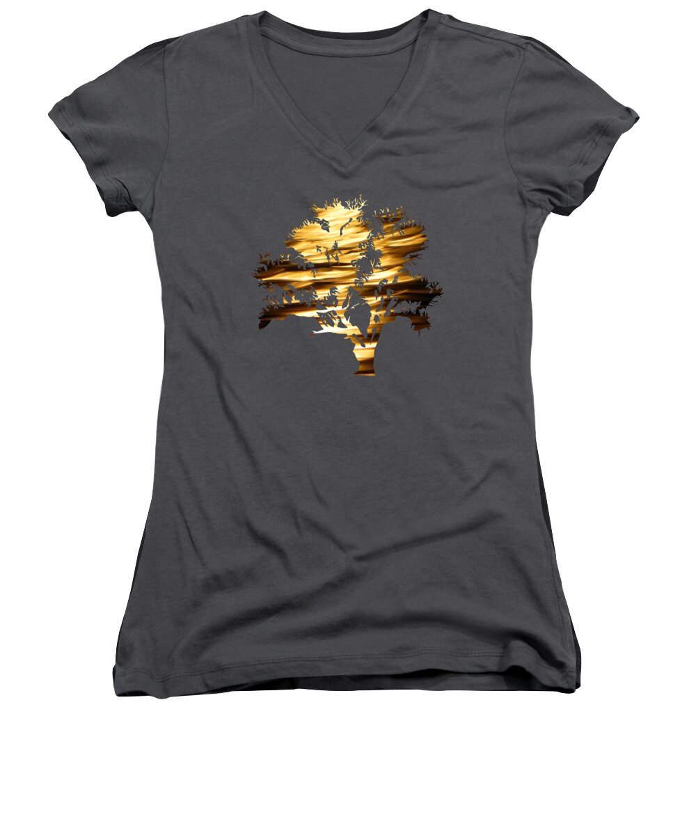 Moon Women's V-Neck featuring the photograph Moonshine Tree by Whispering Peaks Photography