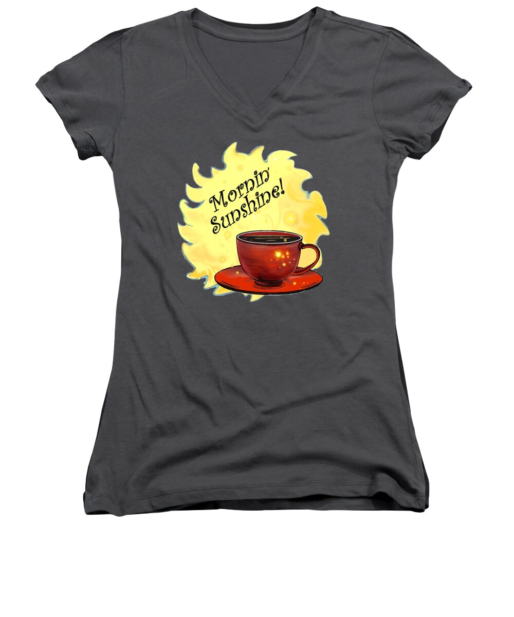 T- Shirt Design Women's V-Neck featuring the digital art Mornin Sunshine by Melodye Whitaker