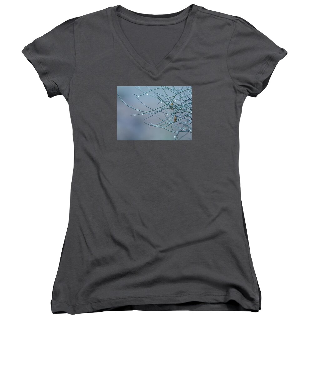 Dew Women's V-Neck featuring the photograph Morning Dew by Tam Ryan