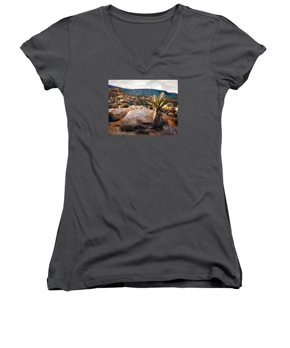 Desert Women's V-Neck featuring the photograph Morning in Pipes Canyon by Timothy Bulone
