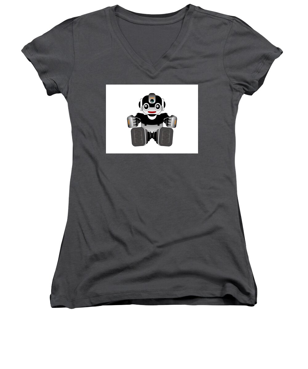  Women's V-Neck featuring the digital art Moto-hal by Moto-hal