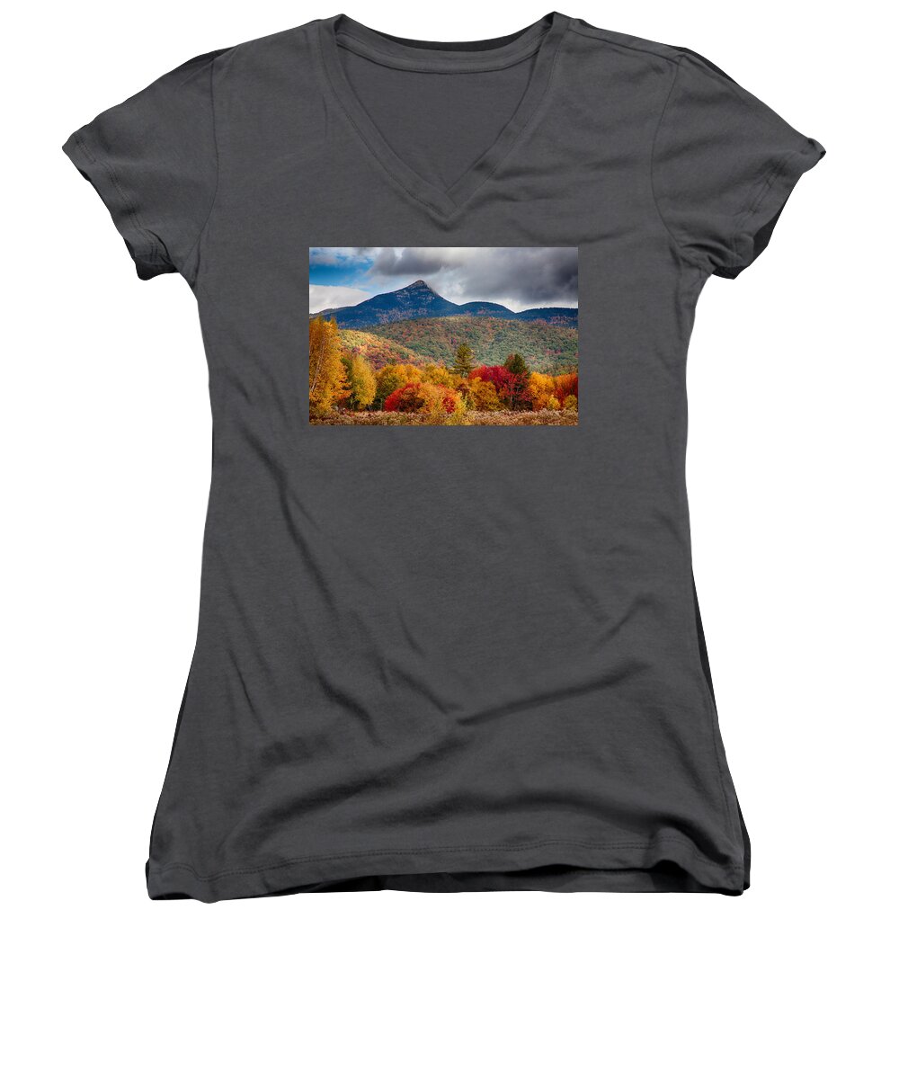 Fall Colors Women's V-Neck featuring the photograph Peak Fall Colors on Mount Chocorua by Jeff Folger