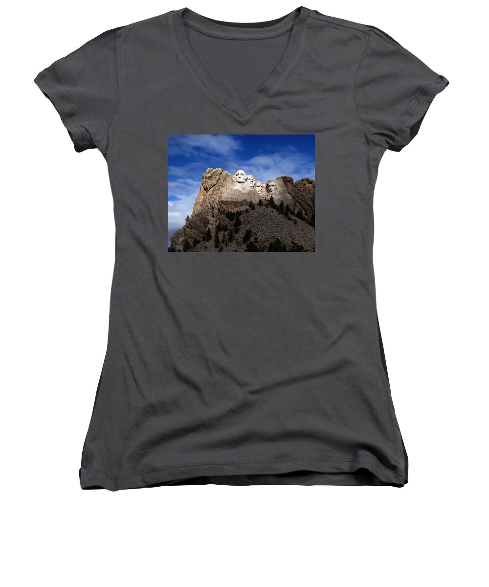 Mount Rushmore Women's V-Neck featuring the photograph Mount Rushmore by Al Mueller